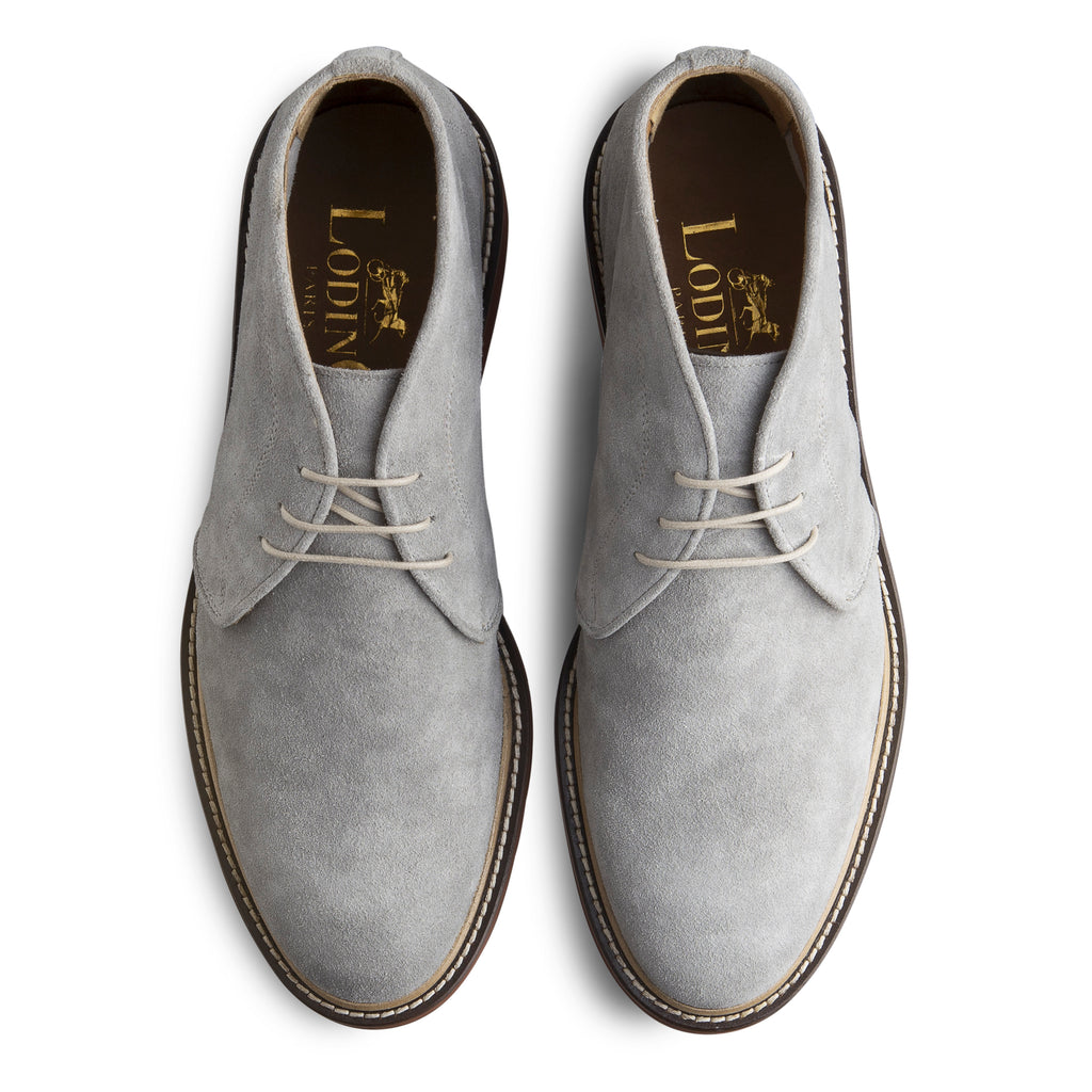 Bottines Desert Boots pour homme veau velours gris bleu