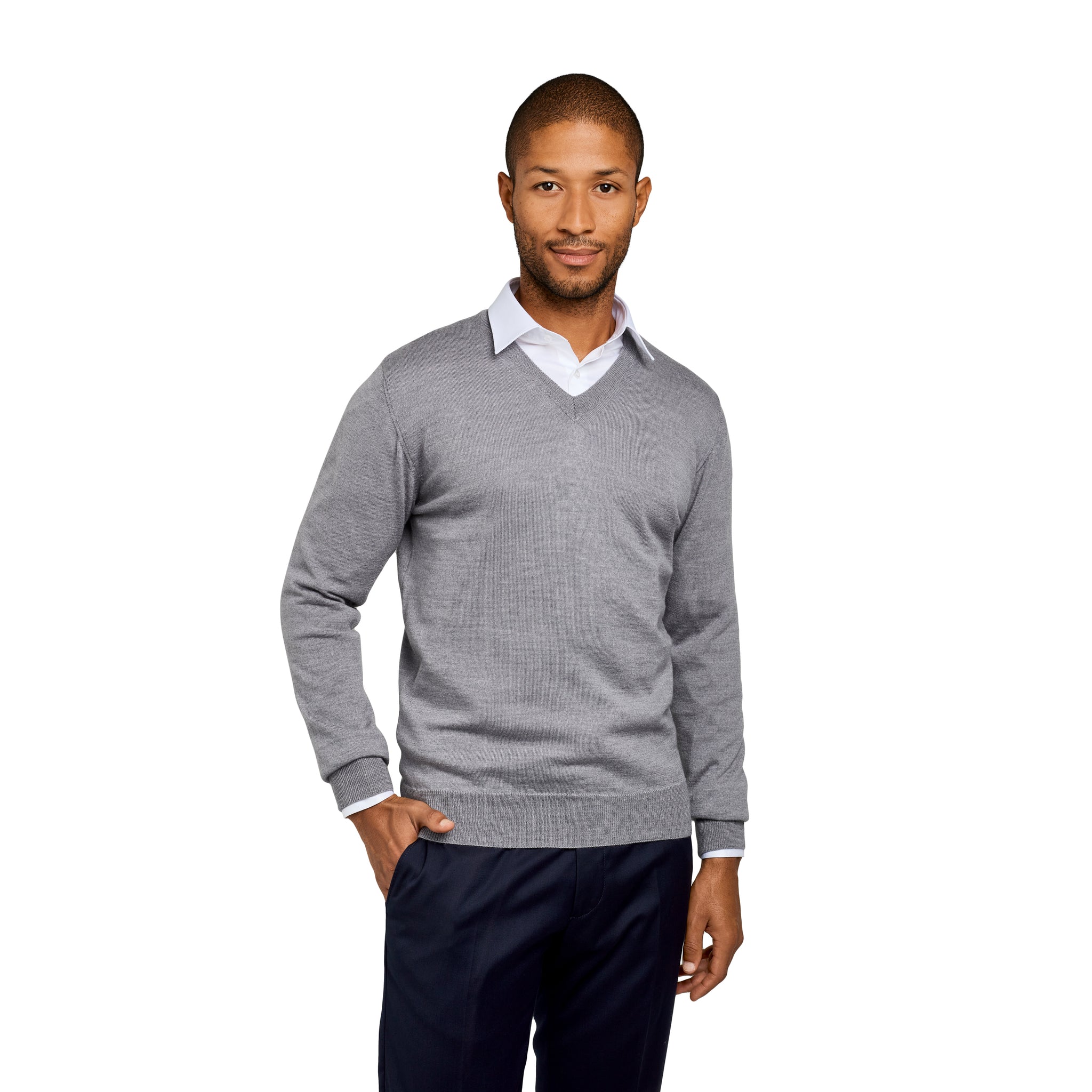 Gray v neck sweater mens best sale